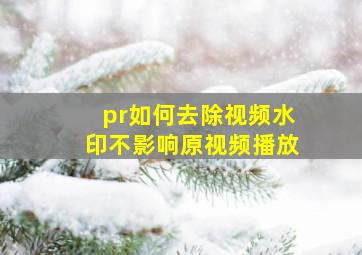 pr如何去除视频水印不影响原视频播放