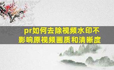 pr如何去除视频水印不影响原视频画质和清晰度