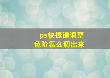 ps快捷键调整色阶怎么调出来