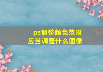 ps调整颜色范围应当调整什么图像