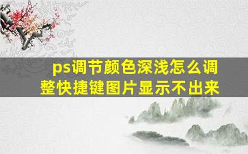 ps调节颜色深浅怎么调整快捷键图片显示不出来