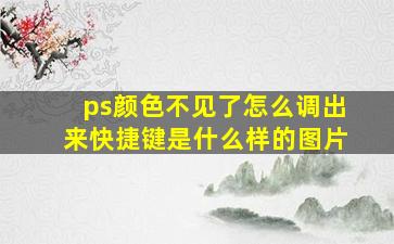 ps颜色不见了怎么调出来快捷键是什么样的图片