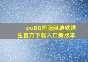 puBG国际服地铁逃生官方下载入口新版本