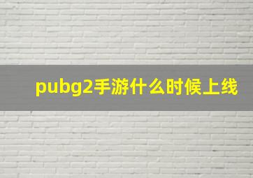 pubg2手游什么时候上线