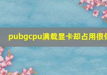 pubgcpu满载显卡却占用很低