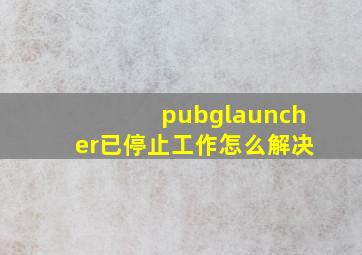 pubglauncher已停止工作怎么解决