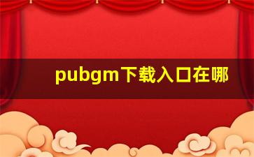 pubgm下载入口在哪