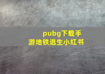 pubg下载手游地铁逃生小红书