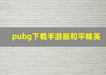 pubg下载手游版和平精英