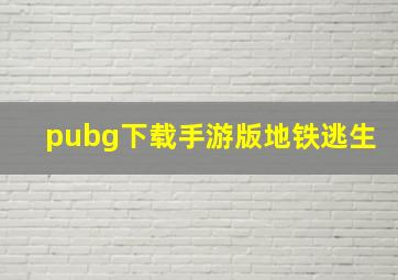 pubg下载手游版地铁逃生