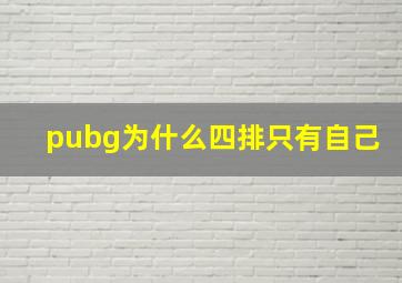 pubg为什么四排只有自己