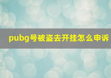 pubg号被盗去开挂怎么申诉