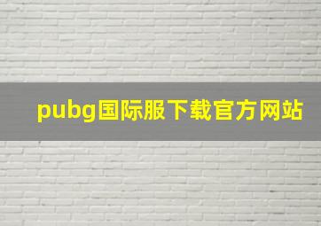 pubg国际服下载官方网站