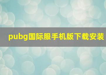 pubg国际服手机版下载安装