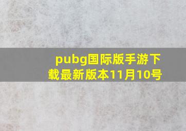 pubg国际版手游下载最新版本11月10号