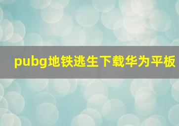 pubg地铁逃生下载华为平板