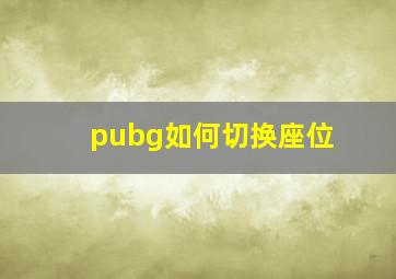 pubg如何切换座位