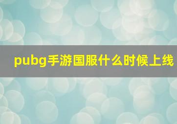 pubg手游国服什么时候上线