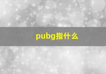 pubg指什么