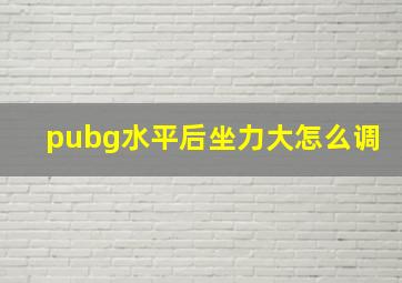 pubg水平后坐力大怎么调