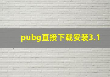 pubg直接下载安装3.1