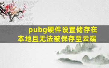 pubg硬件设置储存在本地且无法被保存至云端