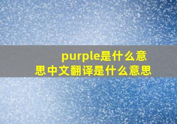 purple是什么意思中文翻译是什么意思