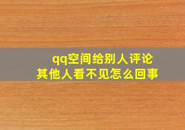 qq空间给别人评论其他人看不见怎么回事