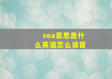 sea意思是什么英语怎么读音