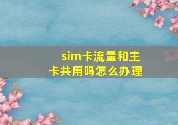 sim卡流量和主卡共用吗怎么办理