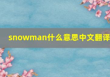 snowman什么意思中文翻译成