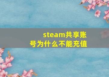 steam共享账号为什么不能充值