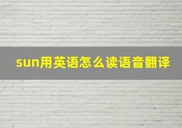 sun用英语怎么读语音翻译