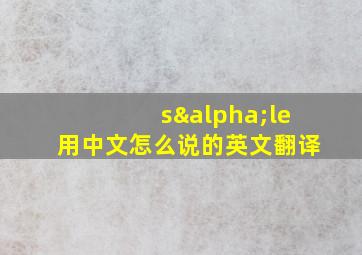 sαle用中文怎么说的英文翻译