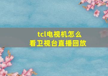 tcl电视机怎么看卫视台直播回放