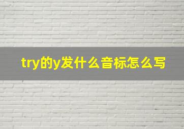 try的y发什么音标怎么写