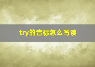 try的音标怎么写读