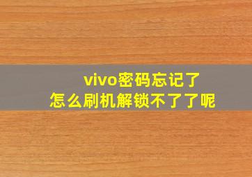 vivo密码忘记了怎么刷机解锁不了了呢