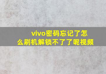 vivo密码忘记了怎么刷机解锁不了了呢视频