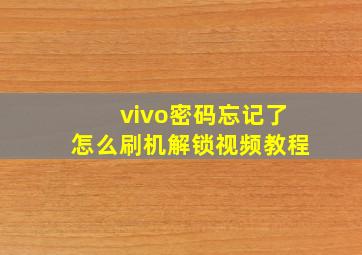 vivo密码忘记了怎么刷机解锁视频教程