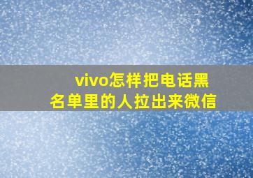 vivo怎样把电话黑名单里的人拉出来微信