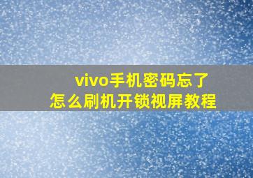 vivo手机密码忘了怎么刷机开锁视屏教程