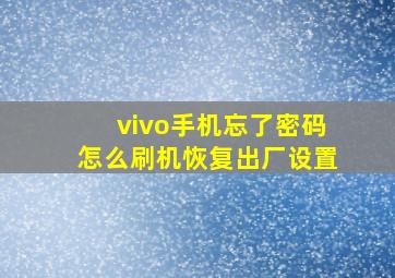 vivo手机忘了密码怎么刷机恢复出厂设置