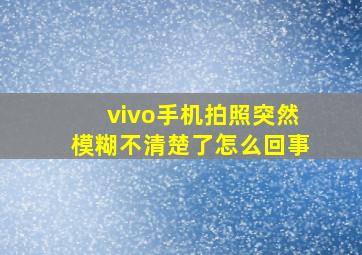 vivo手机拍照突然模糊不清楚了怎么回事