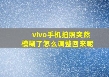 vivo手机拍照突然模糊了怎么调整回来呢