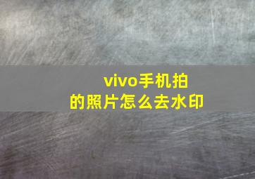 vivo手机拍的照片怎么去水印