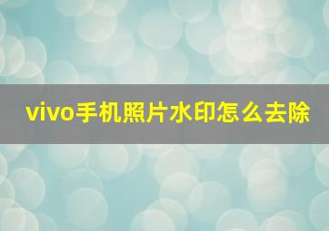 vivo手机照片水印怎么去除