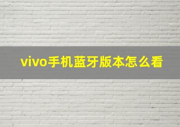 vivo手机蓝牙版本怎么看