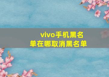 vivo手机黑名单在哪取消黑名单