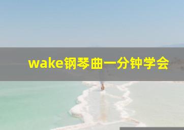 wake钢琴曲一分钟学会